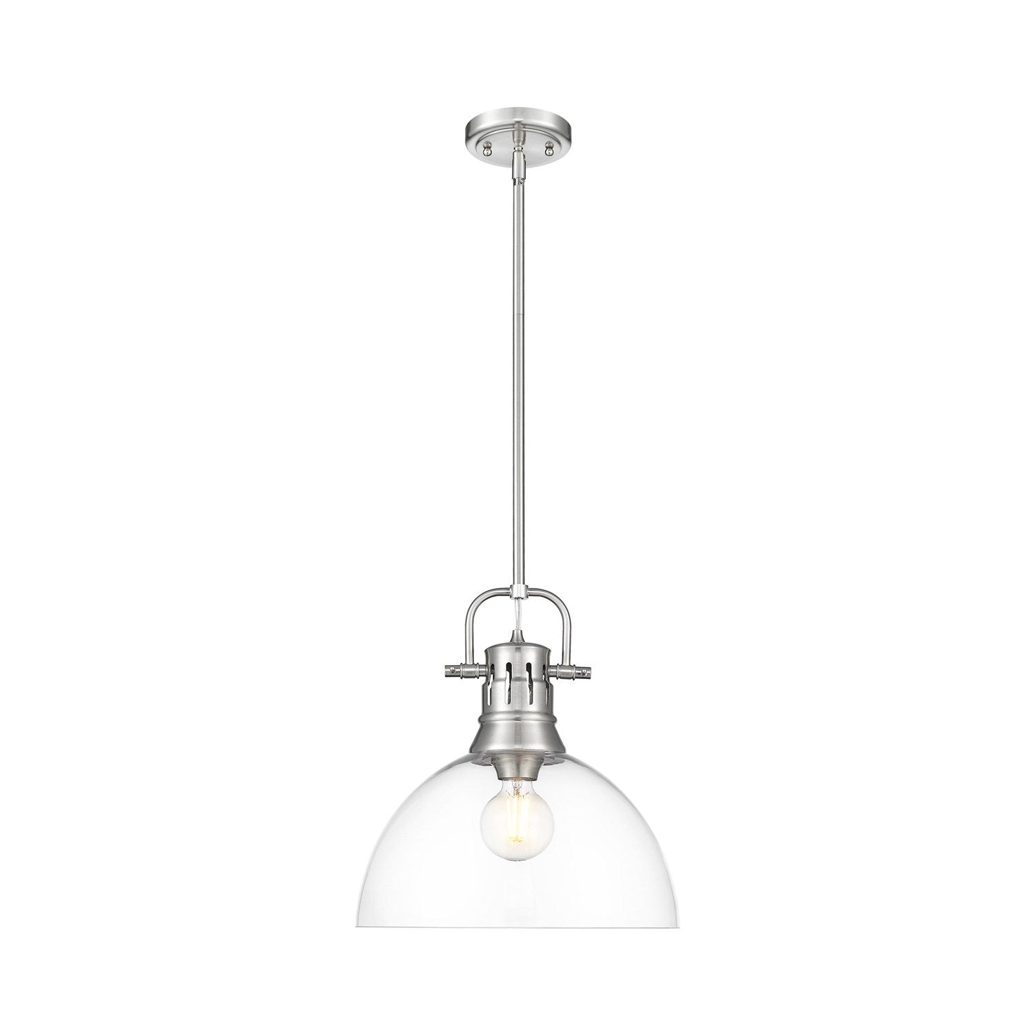 1-Light Pendant With Rod In Pewter With Clear Glass by Golden