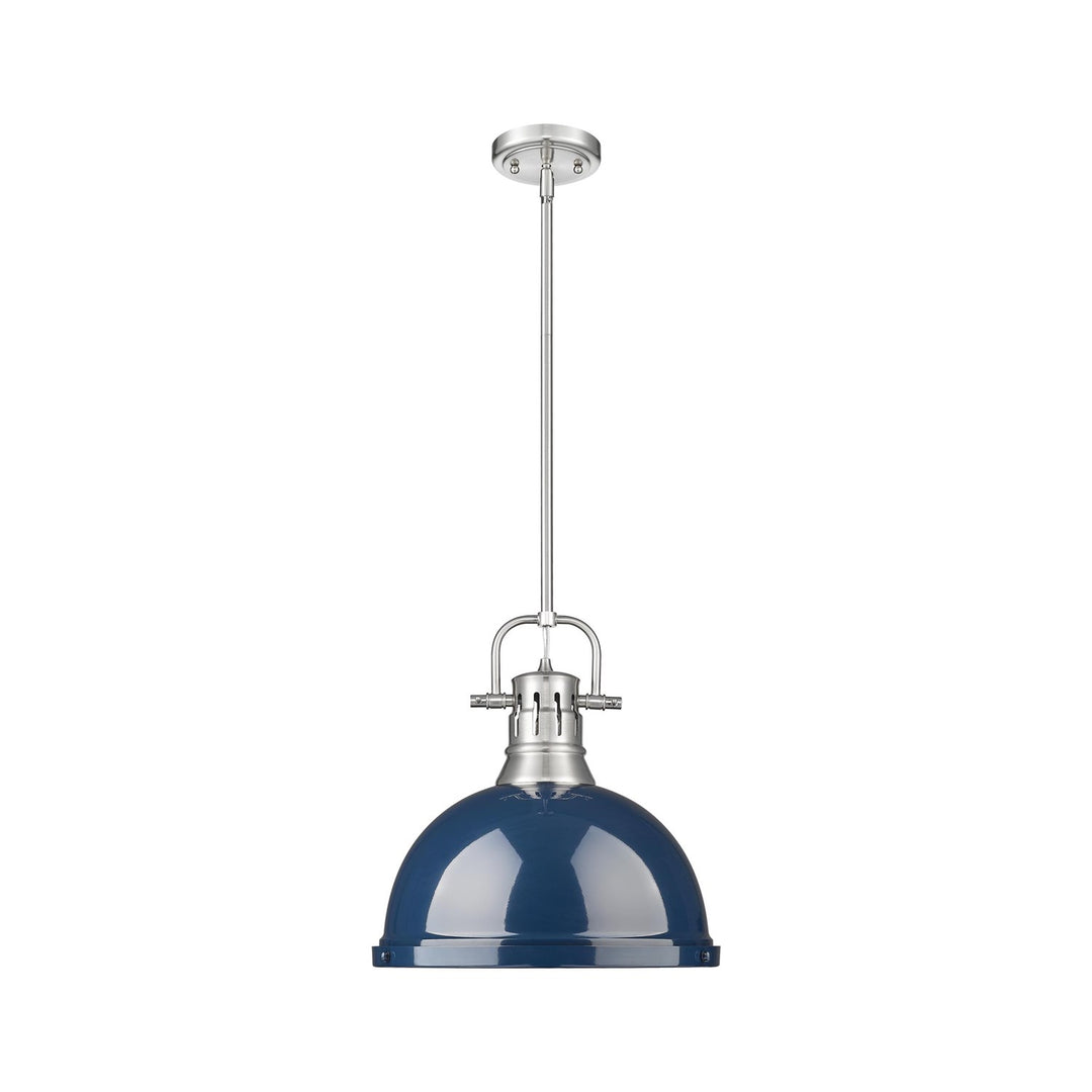 1-Light Pendant With Rod In Pewter With Matte Navy by Golden