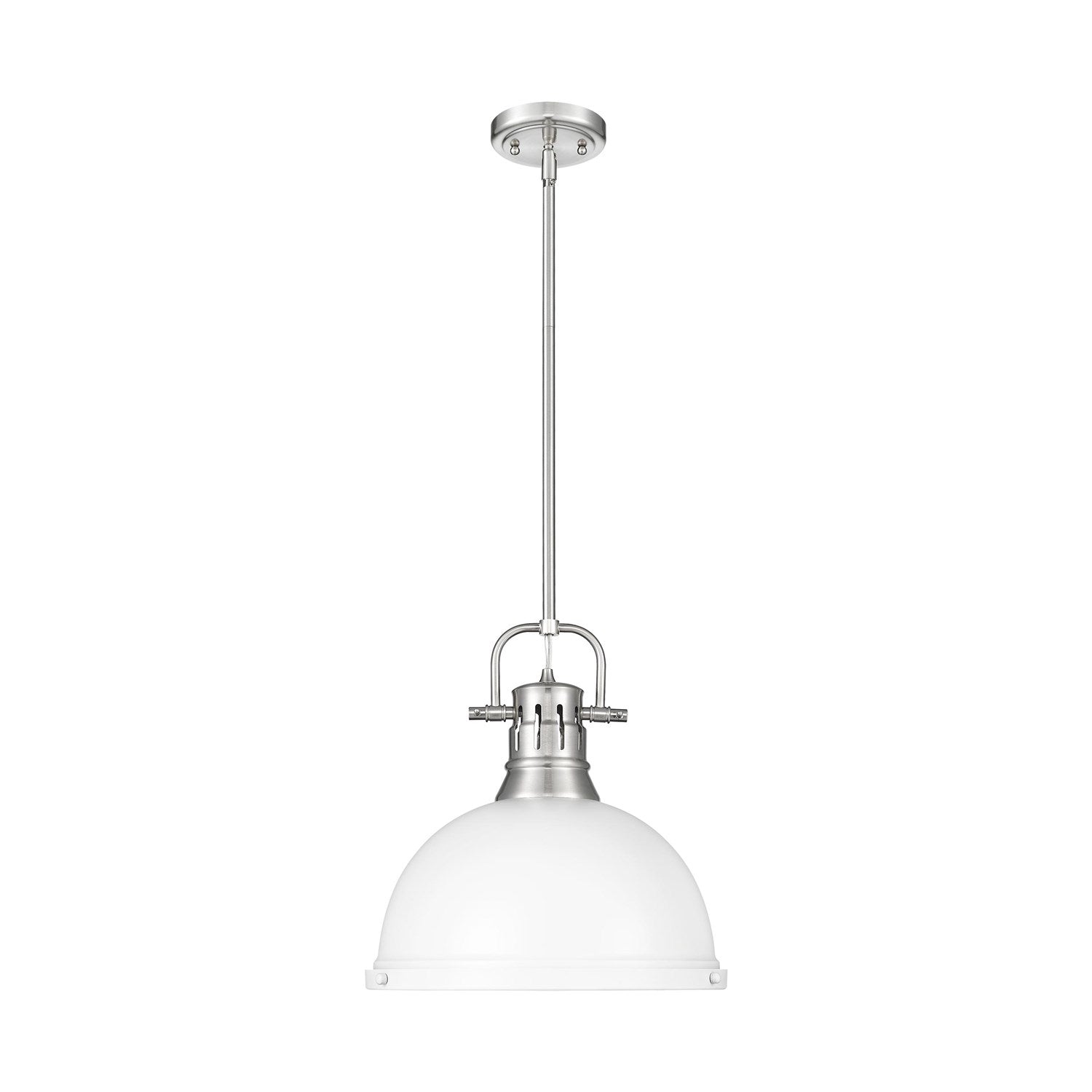 1-Light Pendant With Rod In Pewter With Matte White by Golden