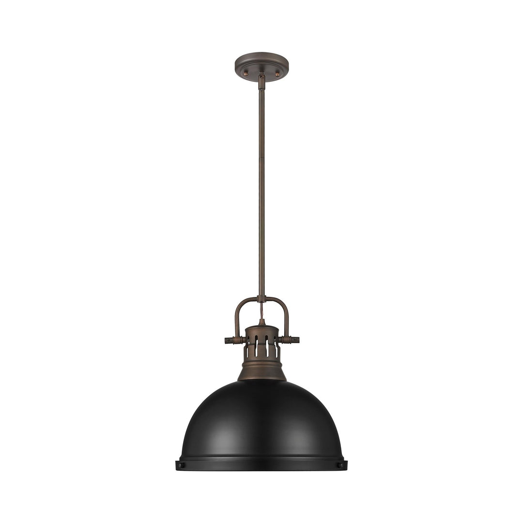 1-Light Pendant With Rod In Rubbed Bronze With Matte Black by Golden
