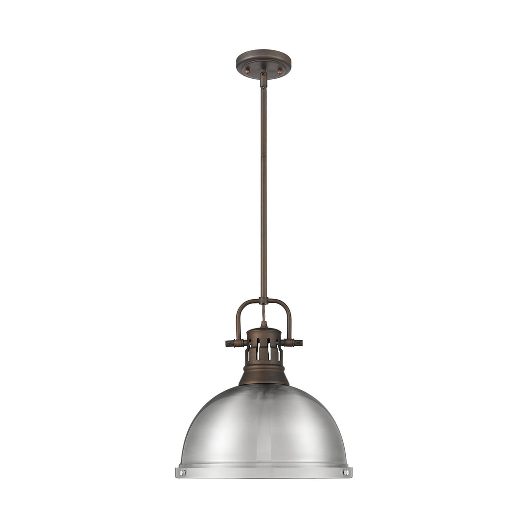 1-Light Pendant With Rod In Rubbed Bronze With Pewter by Golden