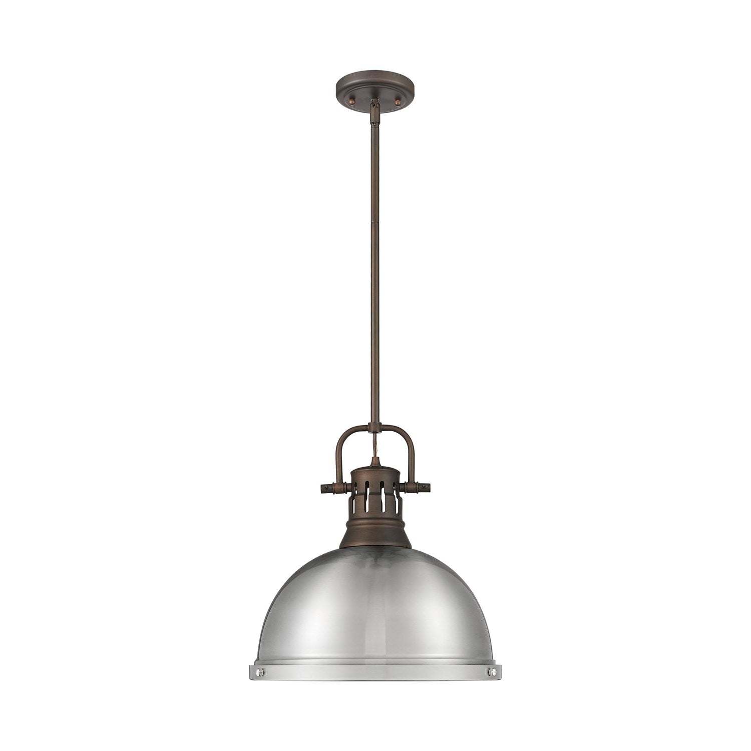 1-Light Pendant With Rod In Rubbed Bronze With Pewter by Golden