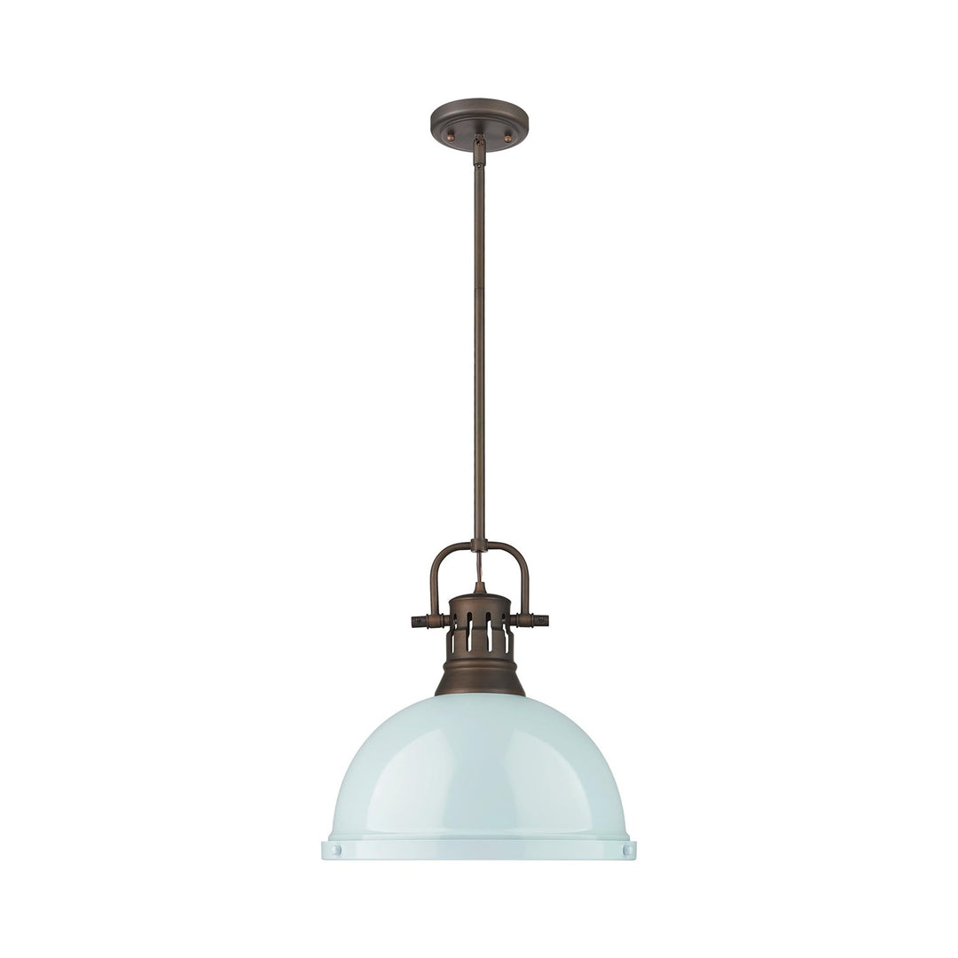 1-Light Pendant With Rod In Rubbed Bronze With Seafoam by Golden