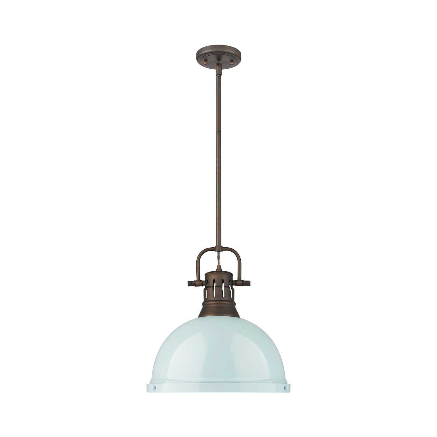 1-Light Pendant With Rod In Rubbed Bronze With Seafoam by Golden