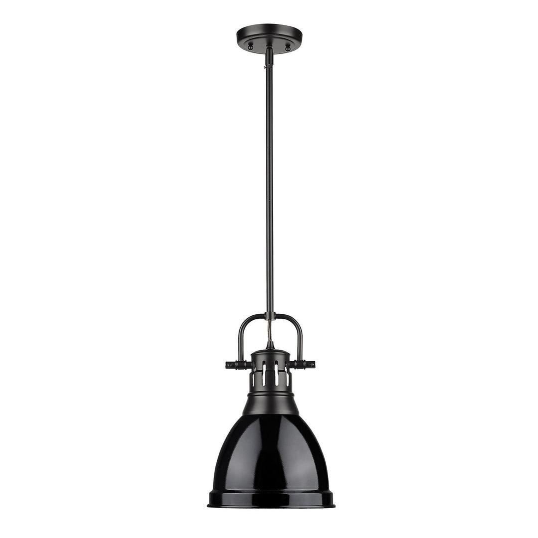 Small Pendant With Rod In Matte Black With Black