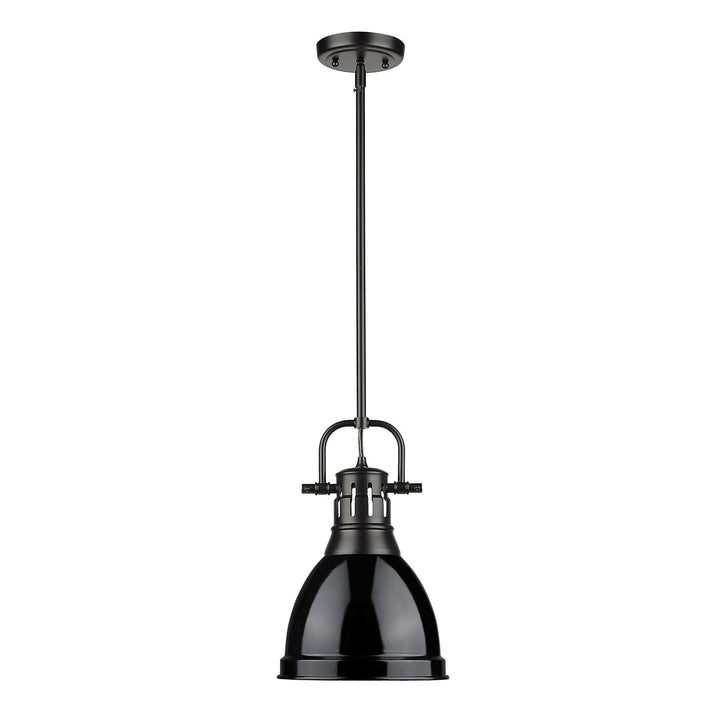 Small Pendant With Rod In Matte Black With Black
