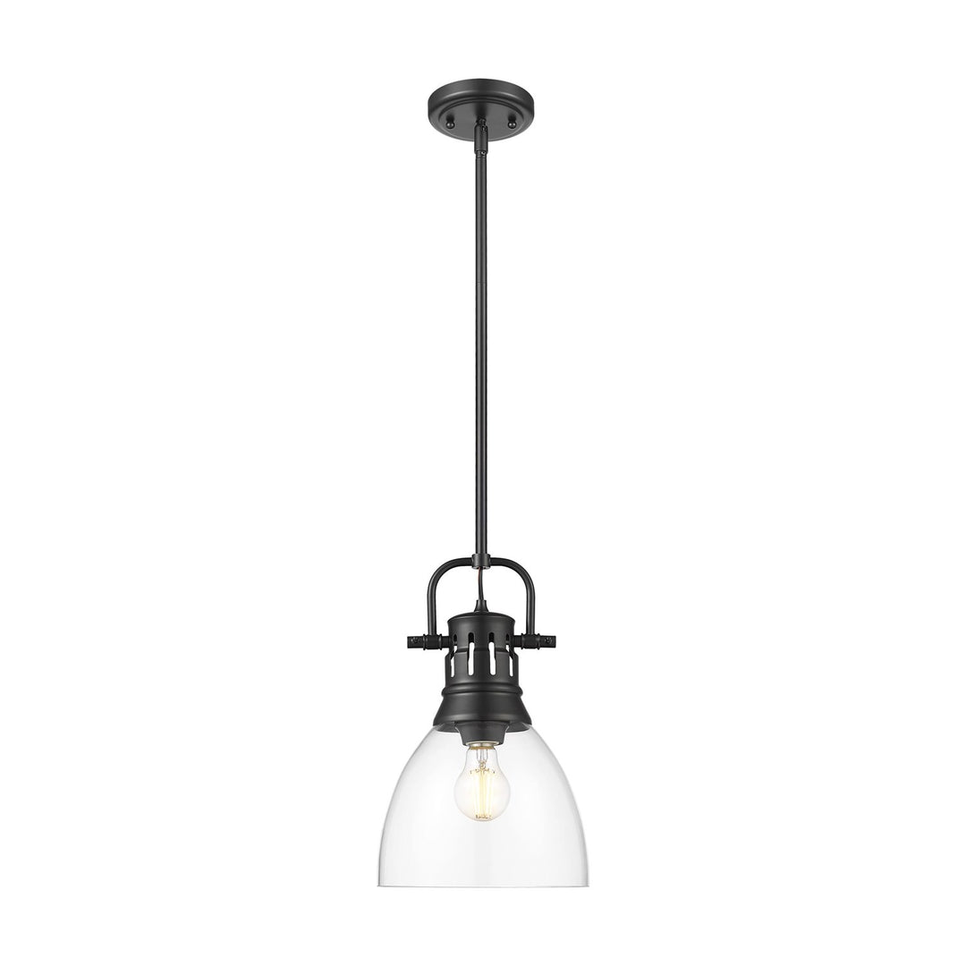 Small Pendant With Rod In Matte Black With Clear Glass by Golden