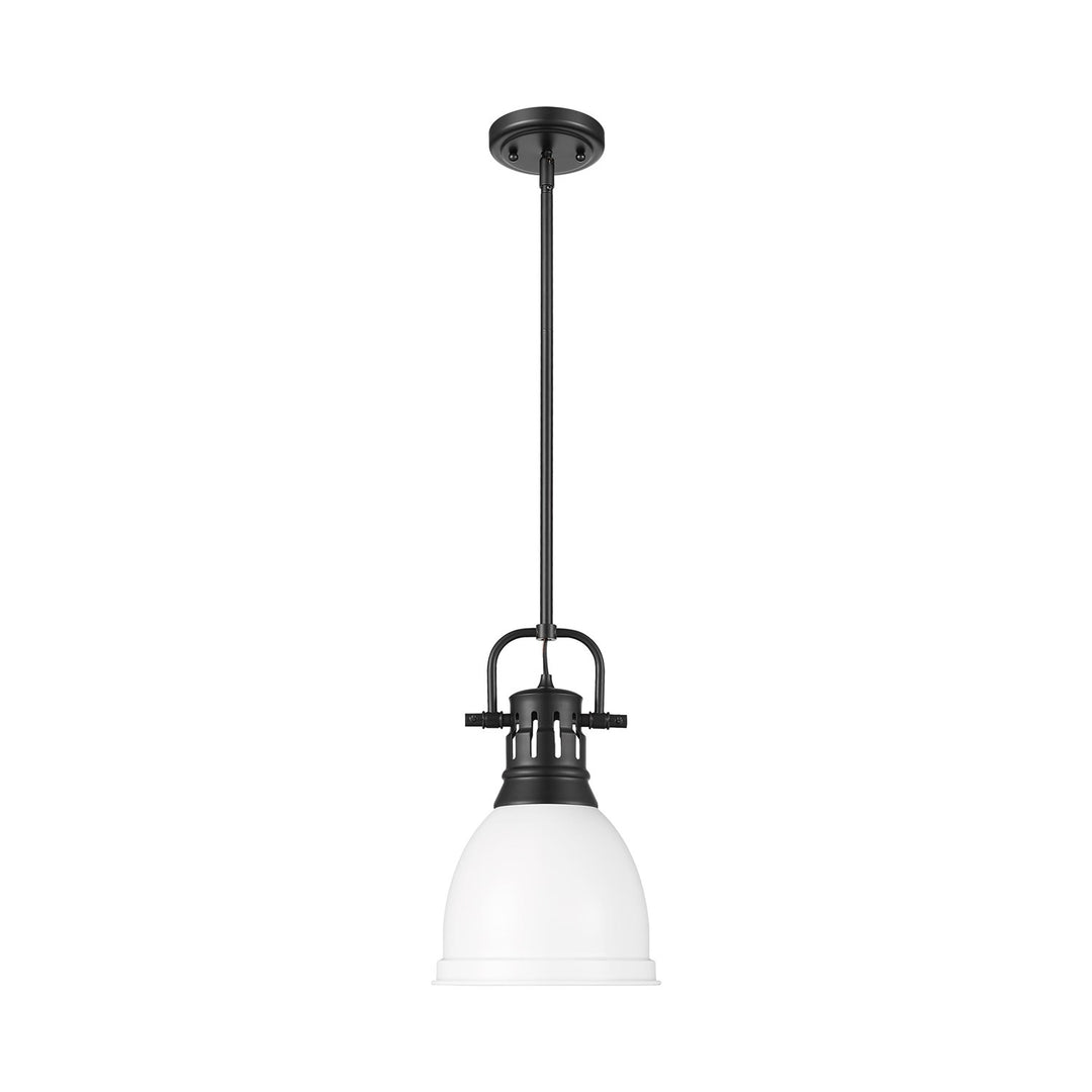 Small Pendant With Rod In Matte Black With Matte White by Golden