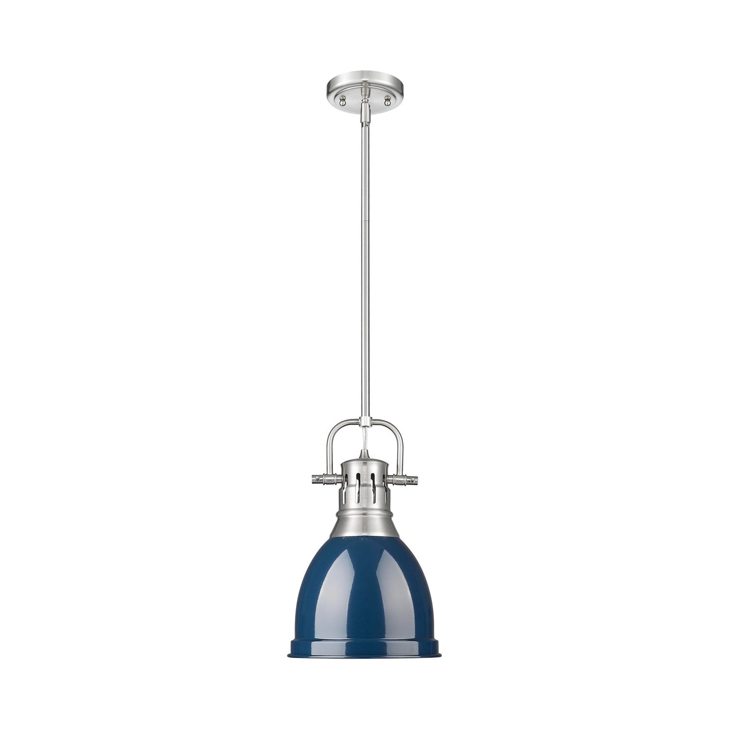 Small Pendant With Rod In Pewter With Matte Navy by Golden