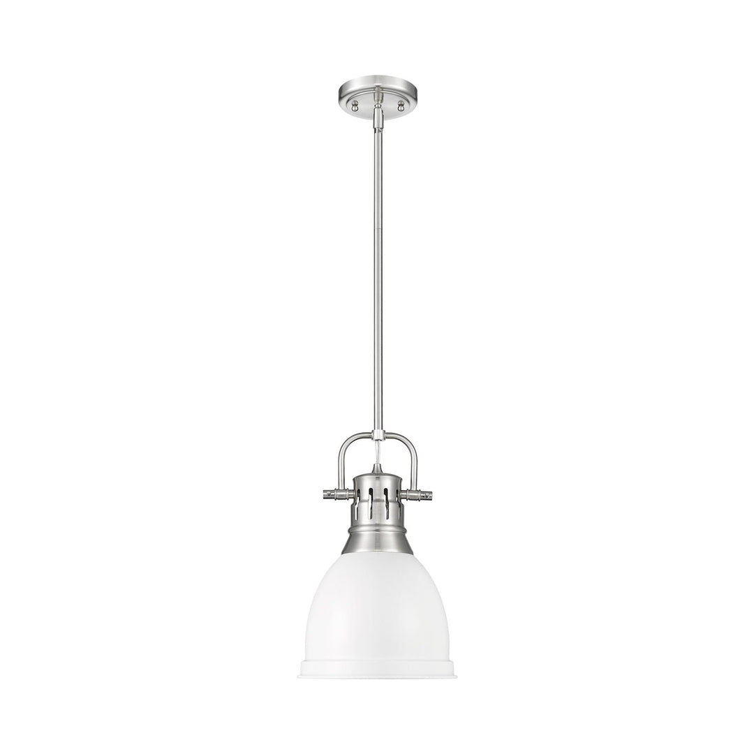 Small Pendant With Rod In Pewter With Matte White by Golden