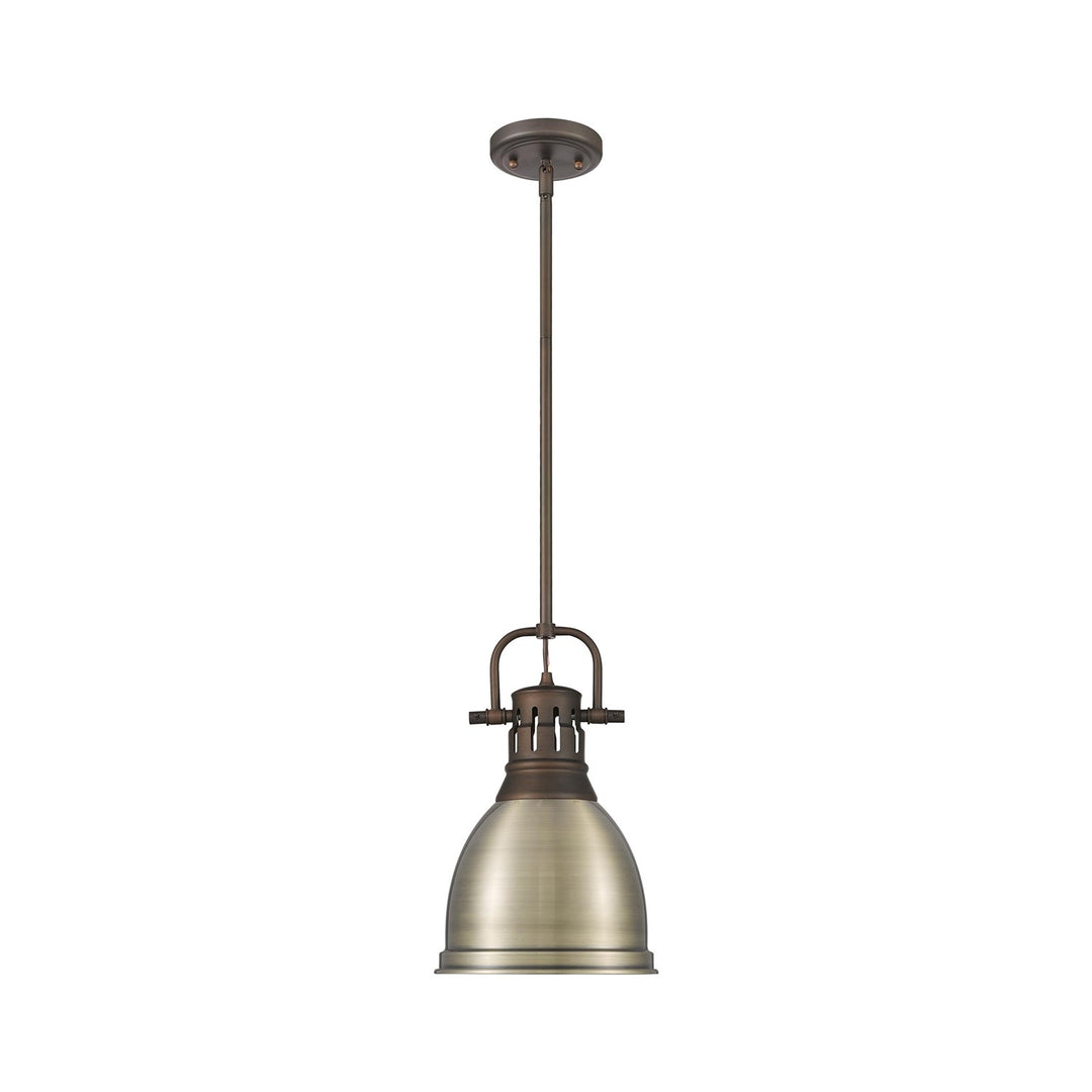 Small Pendant With Rod In Rubbed Bronze With Aged Brass by Golden