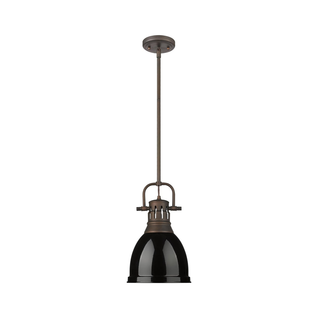 Small Pendant With Rod In Rubbed Bronze With Black by Golden