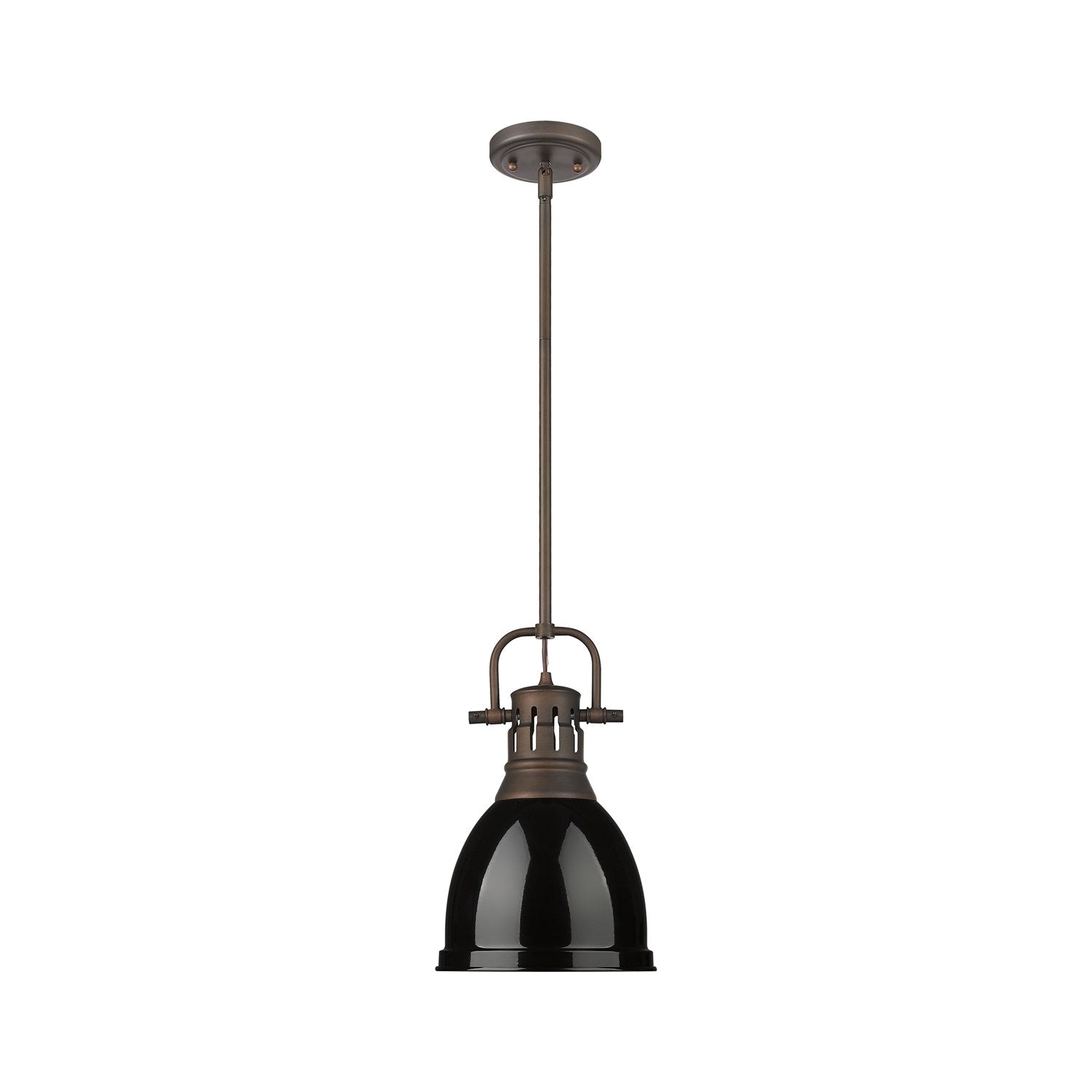 Small Pendant With Rod In Rubbed Bronze With Black by Golden