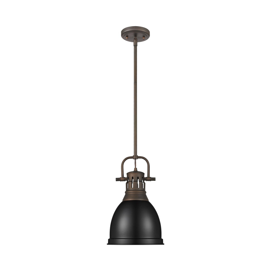 Small Pendant With Rod In Rubbed Bronze With Matte Black by Golden