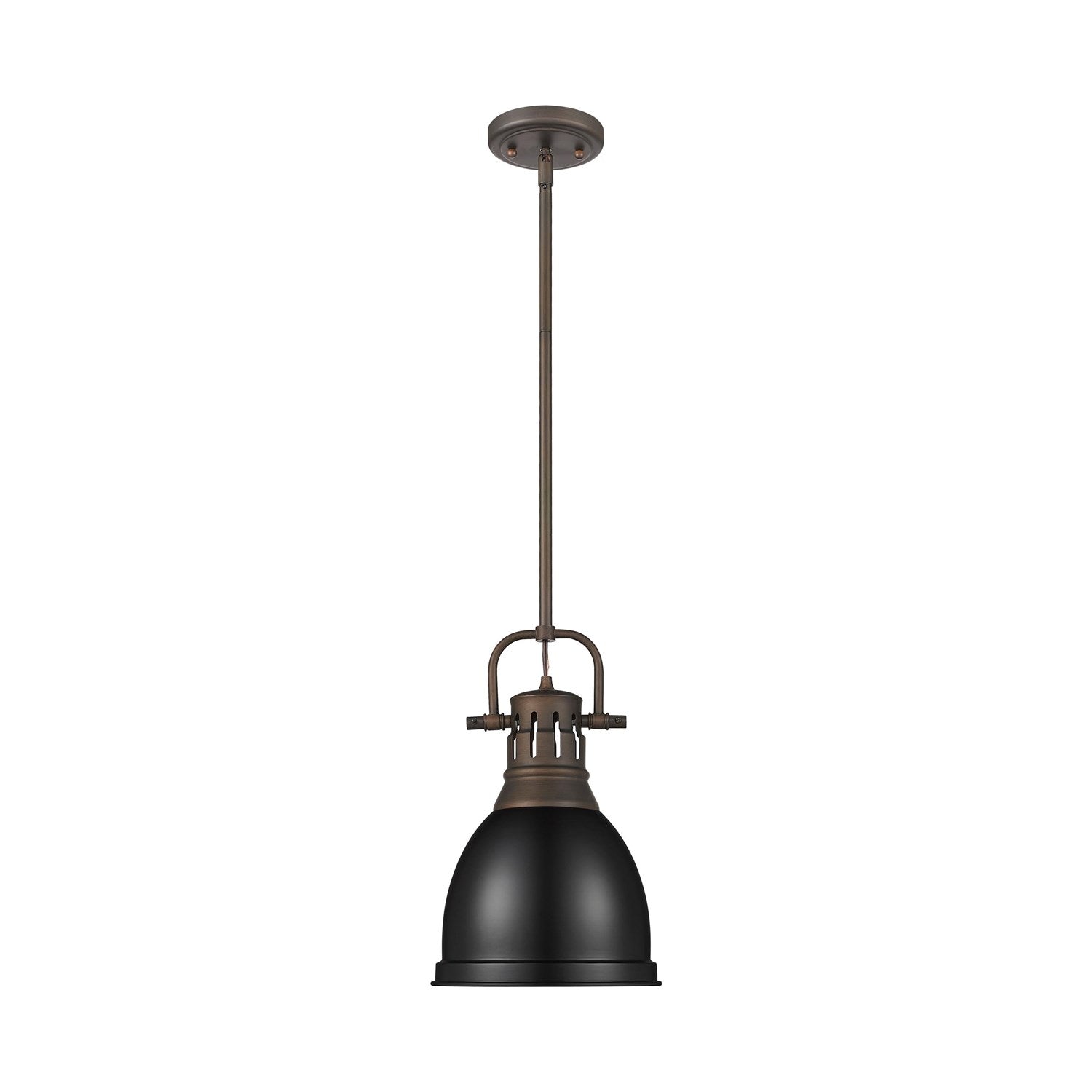 Small Pendant With Rod In Rubbed Bronze With Matte Black by Golden