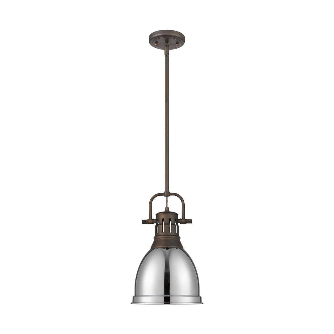 Small Pendant With Rod In Rubbed Bronze With Chrome by Golden