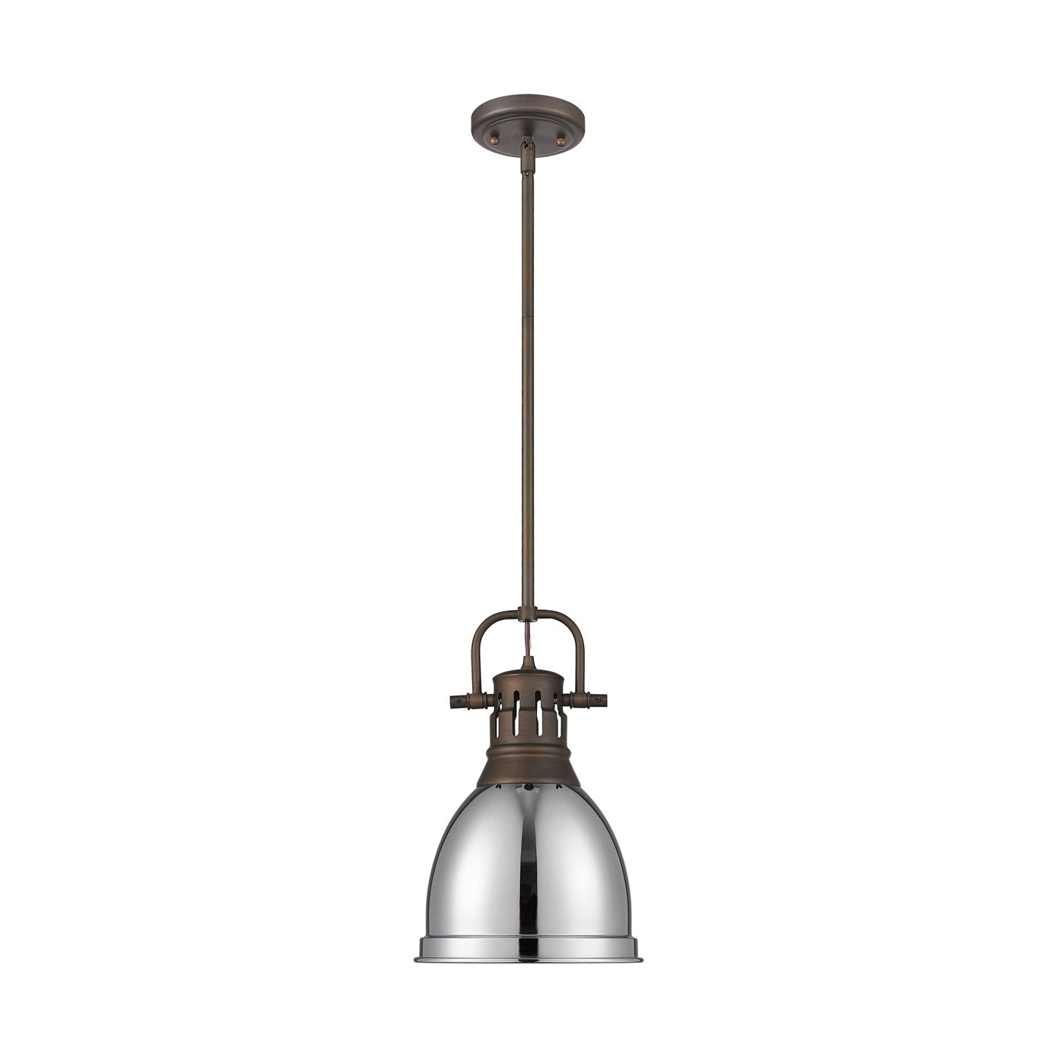 Small Pendant With Rod In Rubbed Bronze With Chrome by Golden