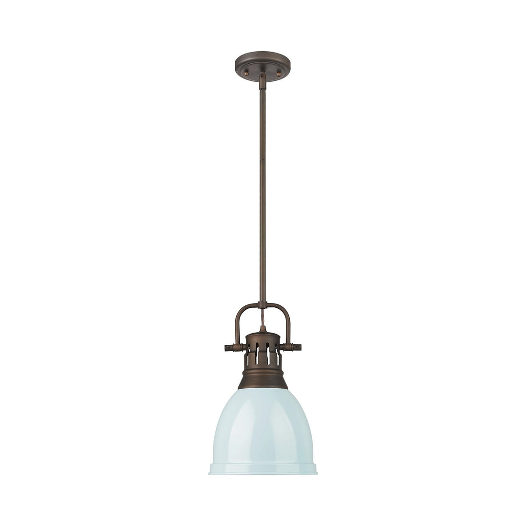 Small Pendant With Rod In Rubbed Bronze With Seafoam by Golden