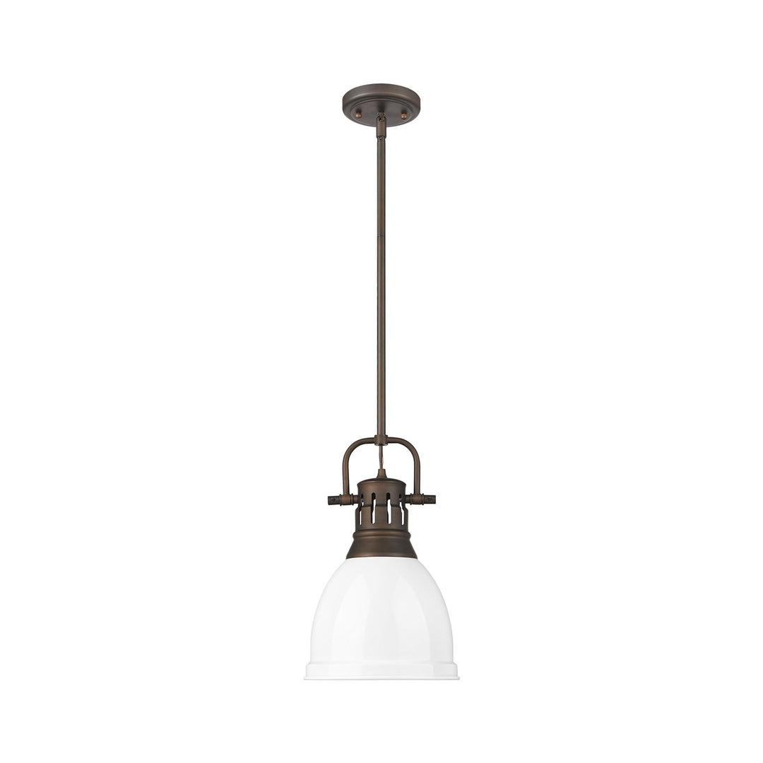 Small Pendant With Rod In Rubbed Bronze With White by Golden