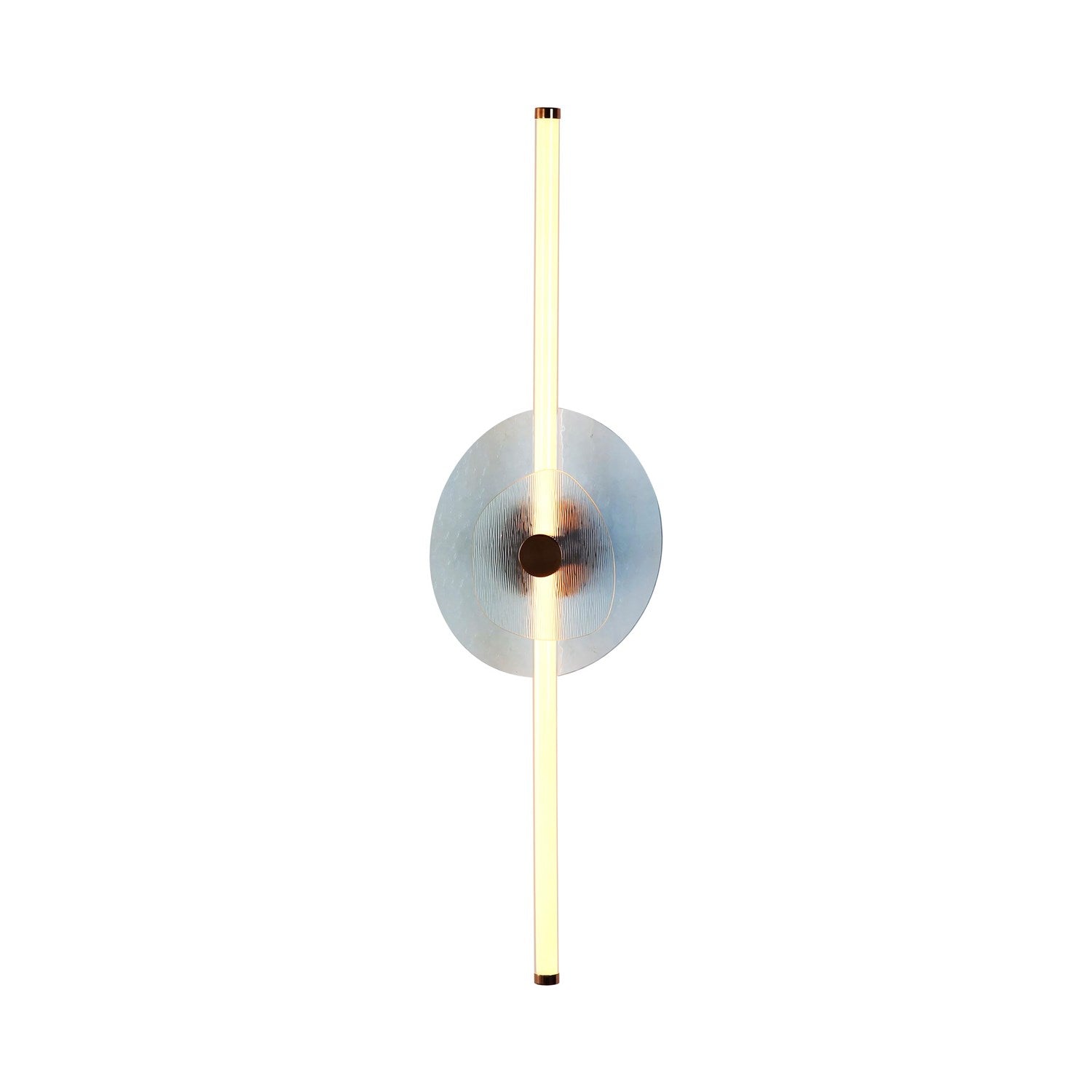 Led 39" Wall Sconce In Rose Gold With Hammered Blue Shade by Golden