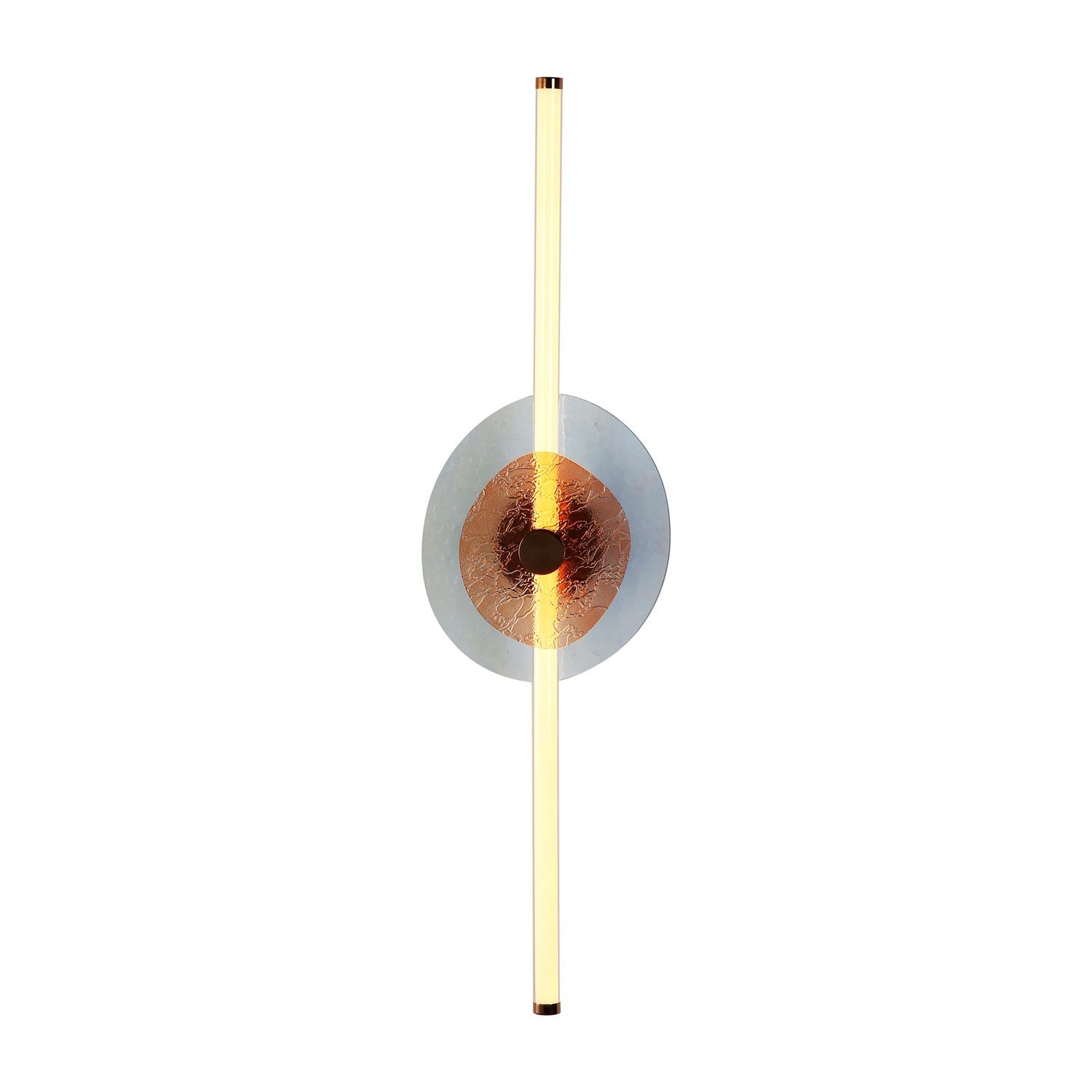 Led 39" Wall Sconce In Rose Gold With Hammered Blue Shade by Golden