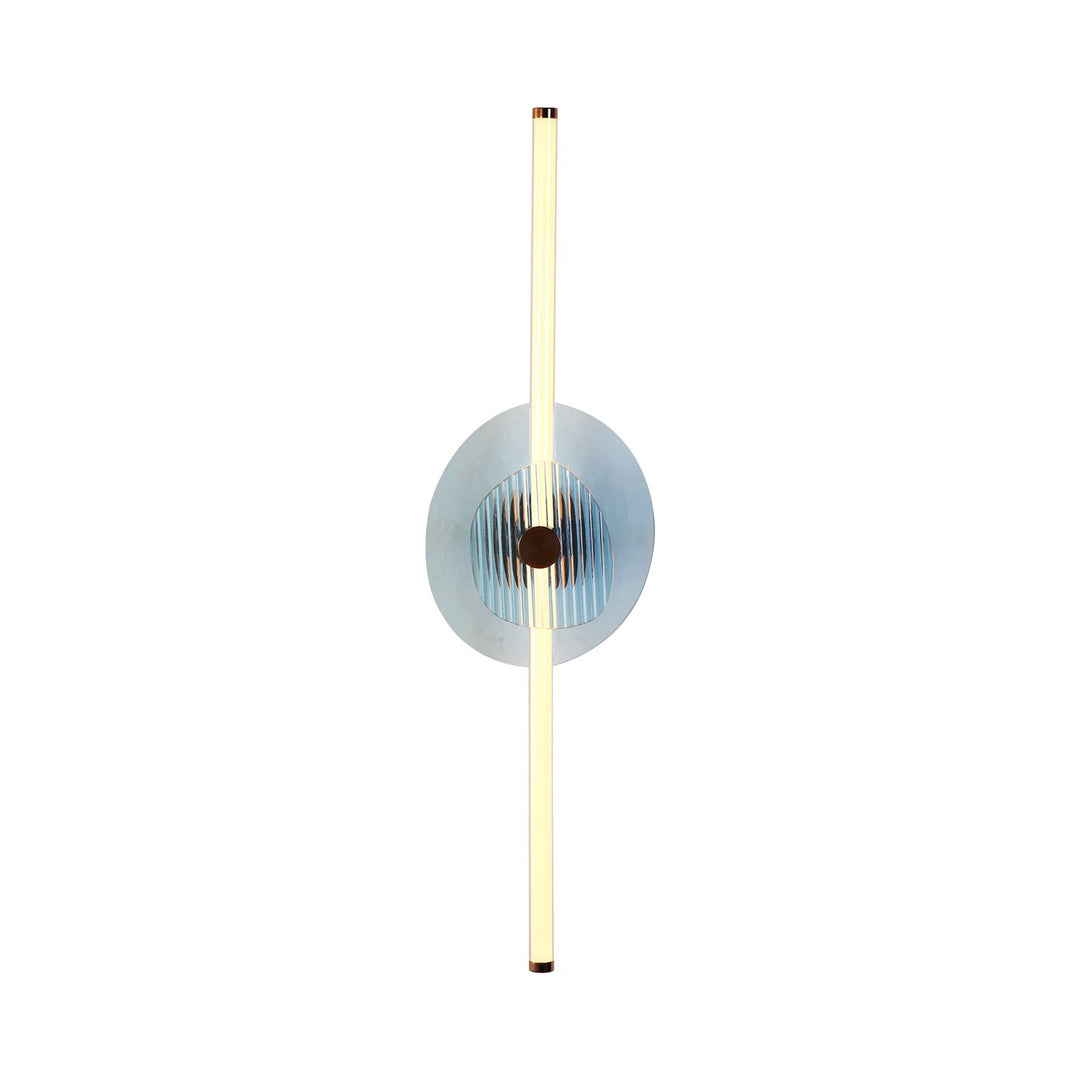 Led 39" Wall Sconce In Rose Gold With Hammered Blue Shade by Golden