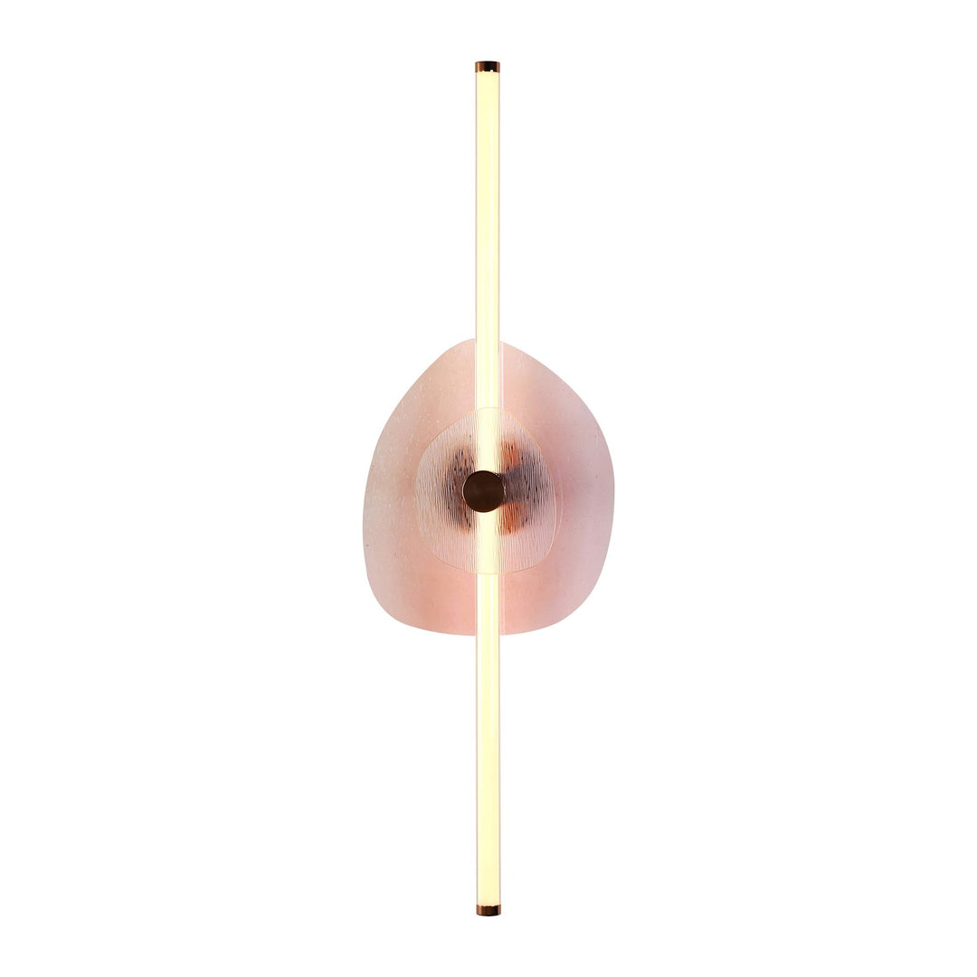 Led 39" Wall Sconce In Rose Gold With Pink Seeded Shade by Golden