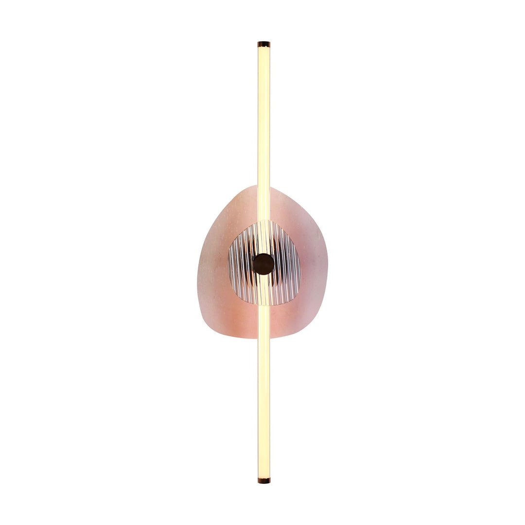 Led 39" Wall Sconce In Rose Gold With Pink Seeded Shade by Golden