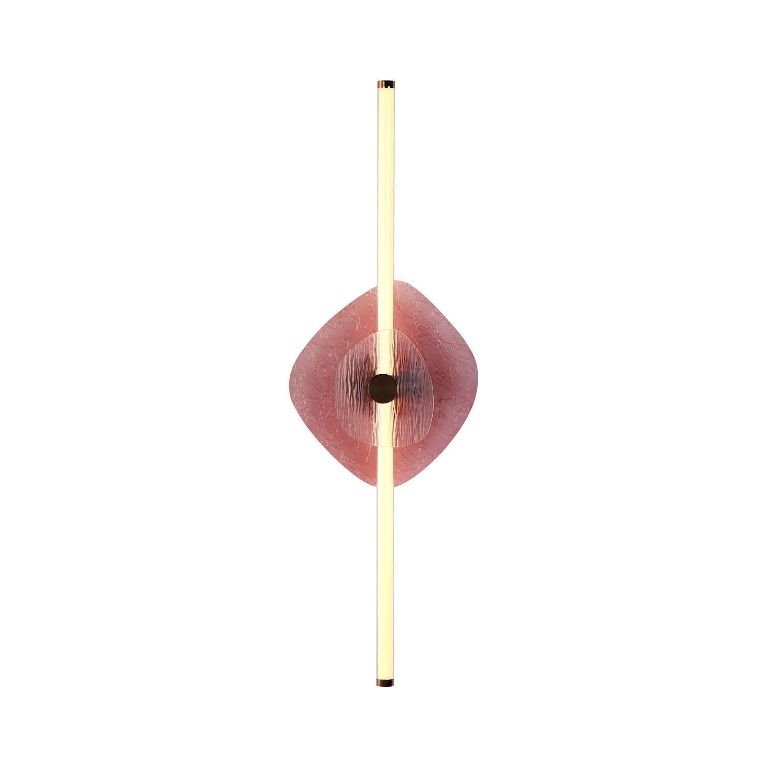 Led 39" Wall Sconce In Rose Gold With Hammered Purple Shade by Golden