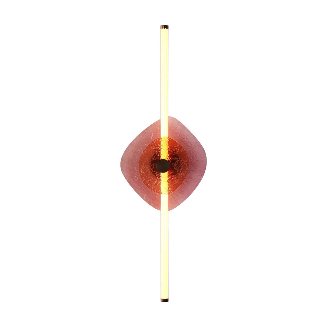 Led 39" Wall Sconce In Rose Gold With Hammered Purple Shade by Golden