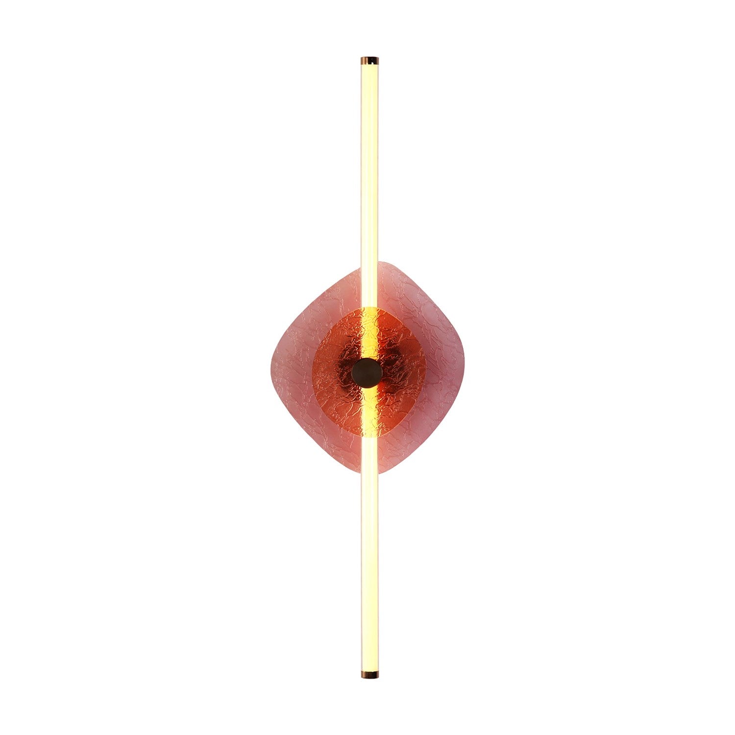 Led 39" Wall Sconce In Rose Gold With Hammered Purple Shade by Golden