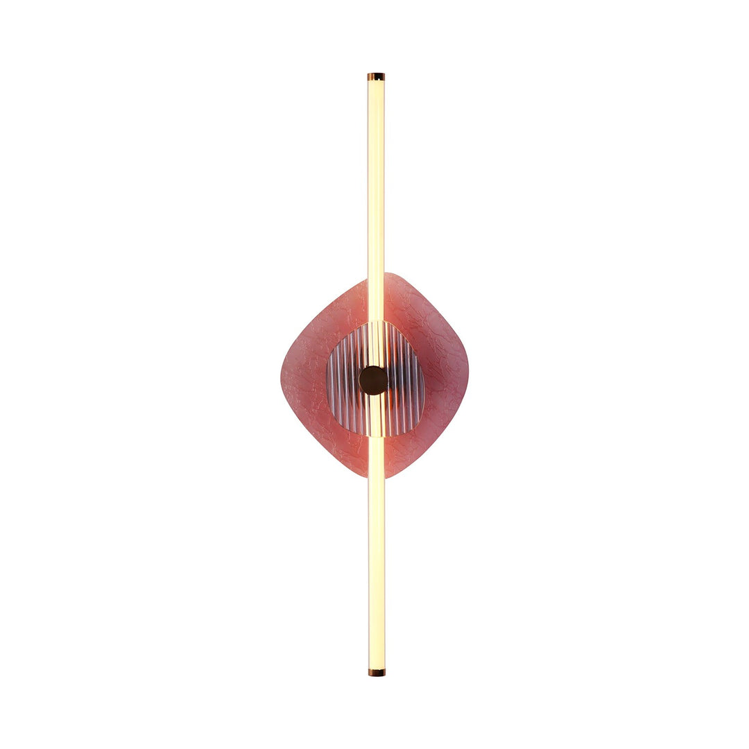 Led 39" Wall Sconce In Rose Gold With Hammered Purple Shade by Golden