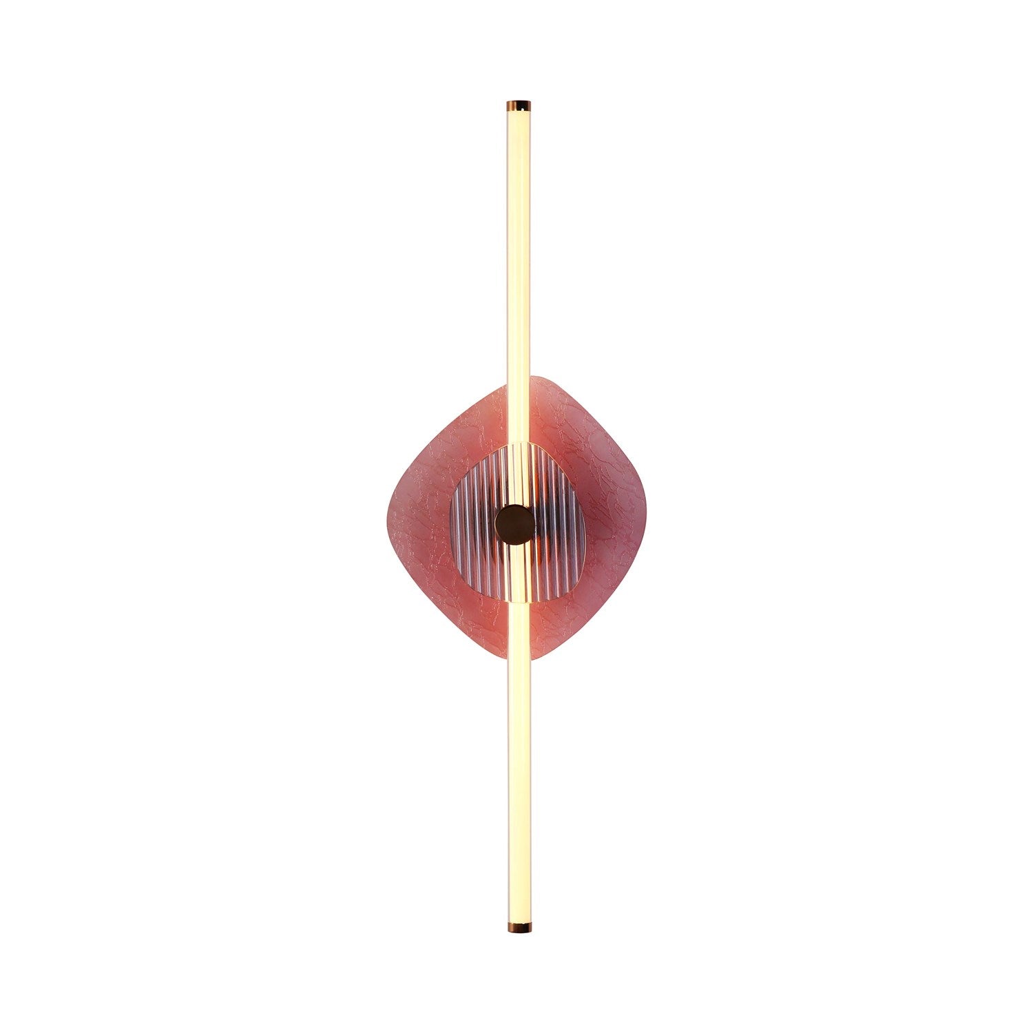 Led 39" Wall Sconce In Rose Gold With Hammered Purple Shade by Golden