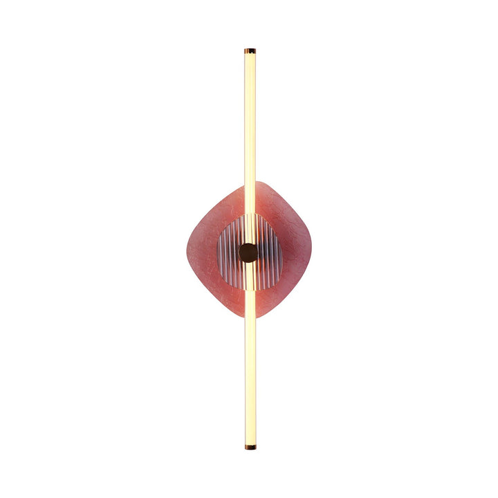 Led 39" Wall Sconce In Rose Gold With Hammered Purple Shade by Golden