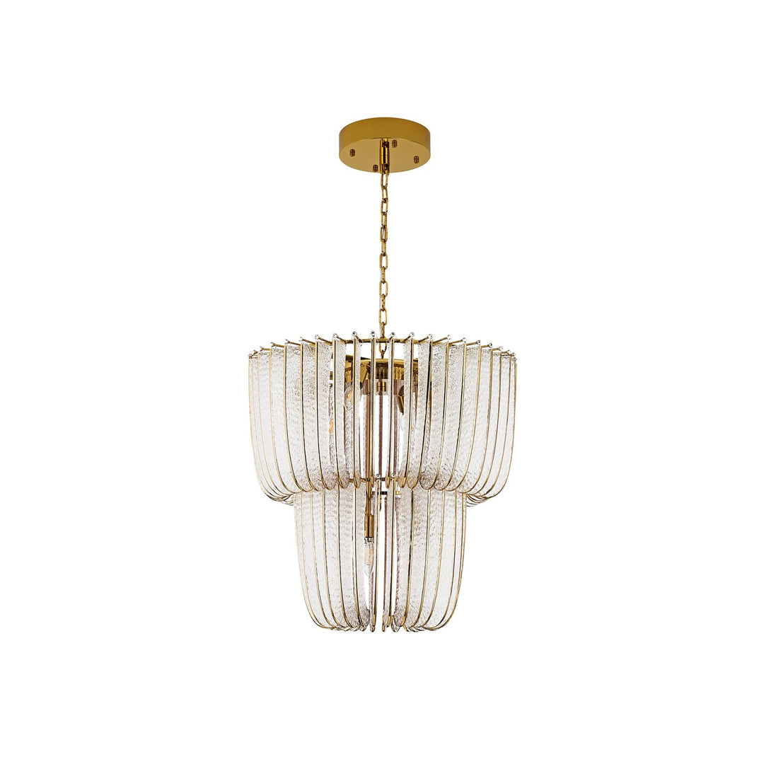 2 Tier - 9-Light Chandelier In Titanium Gold