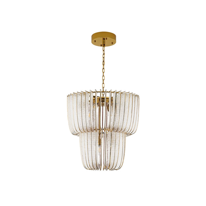 2 Tier - 9-Light Chandelier In Titanium Gold