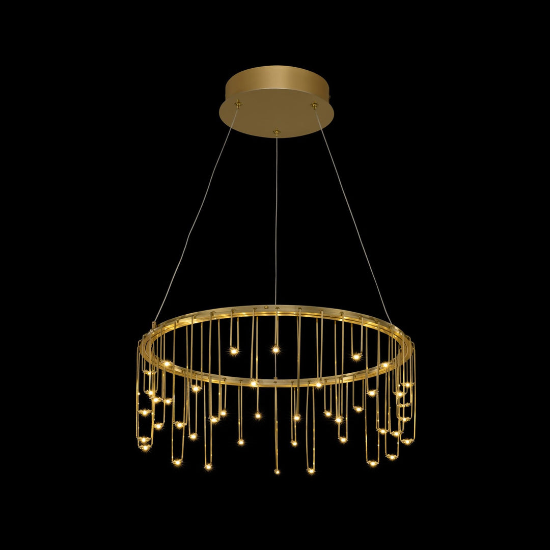 18" Led Chandelier In Stainless Steel Gold