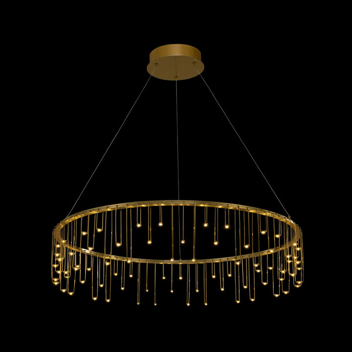 32" Led Chandelier In Stainless Steel Gold