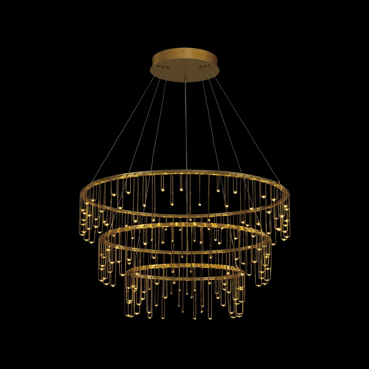 3 Tier - Led Chandelier In Stainless Steel Gold