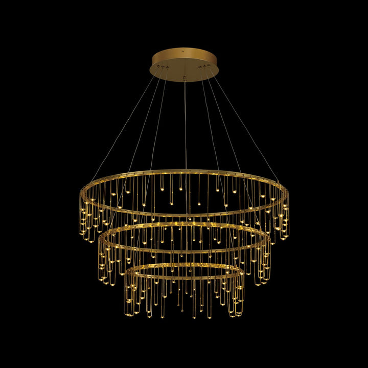 3 Tier - Led Chandelier In Stainless Steel Gold