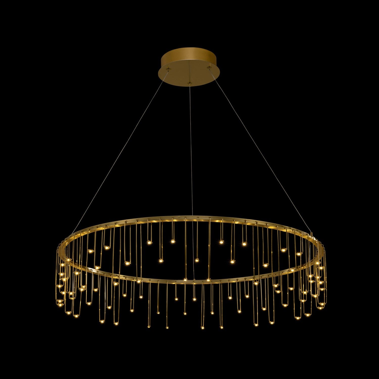 39" Led Chandelier In Stainless Steel Gold