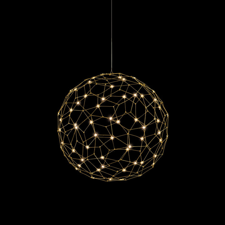 16" Led Globe Pendant In Natural Brass by Golden