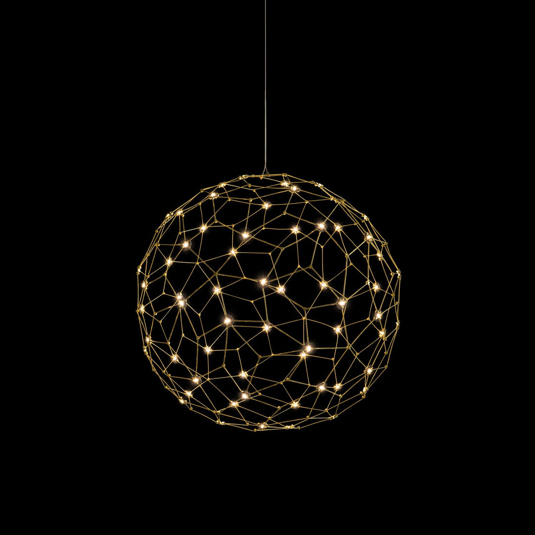 16" Led Globe Pendant In Natural Brass