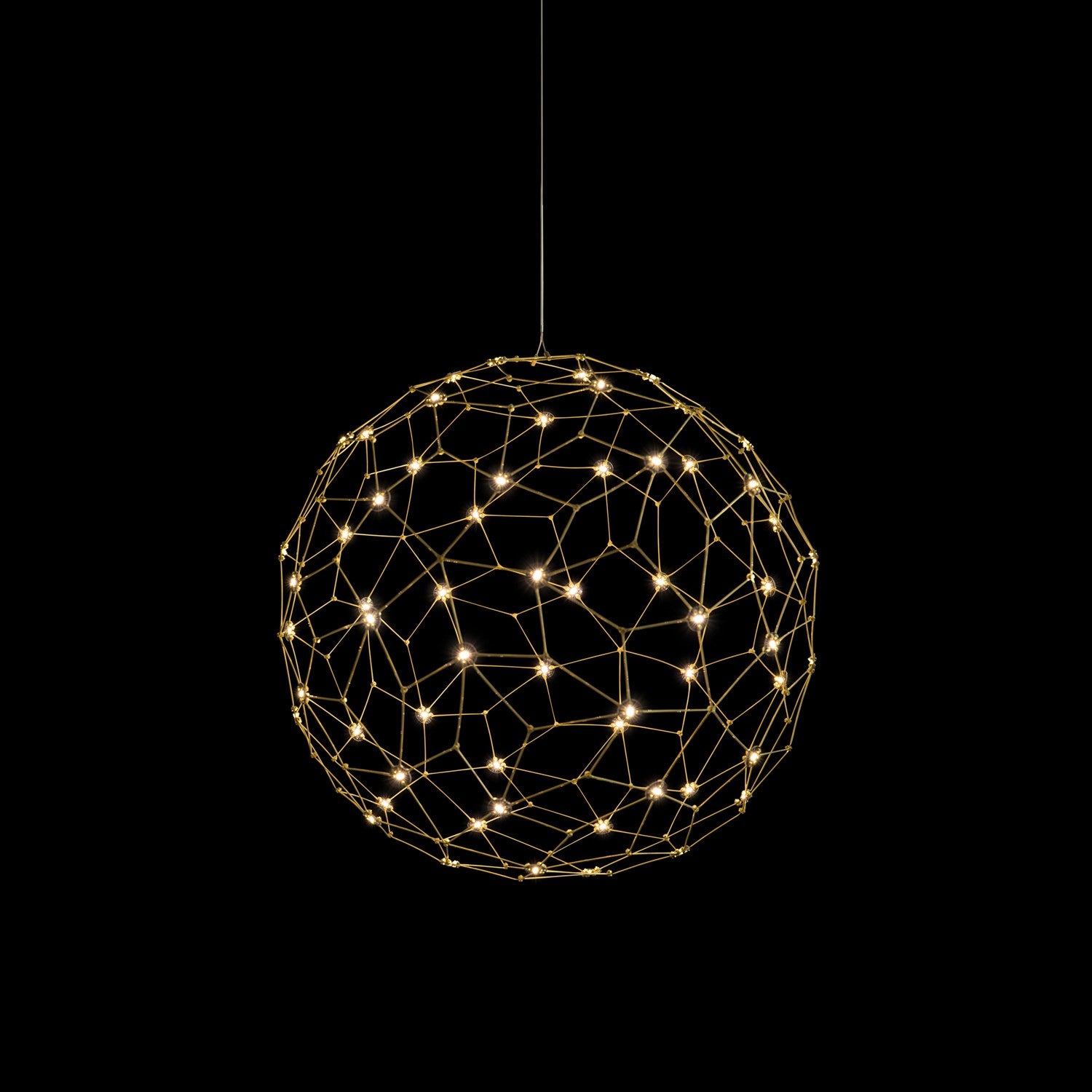 16" Led Globe Pendant In Natural Brass