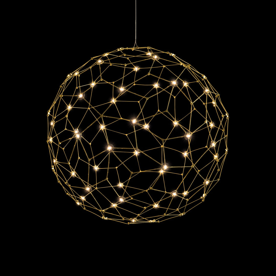 24" Led Globe Pendant In Natural Brass by Golden