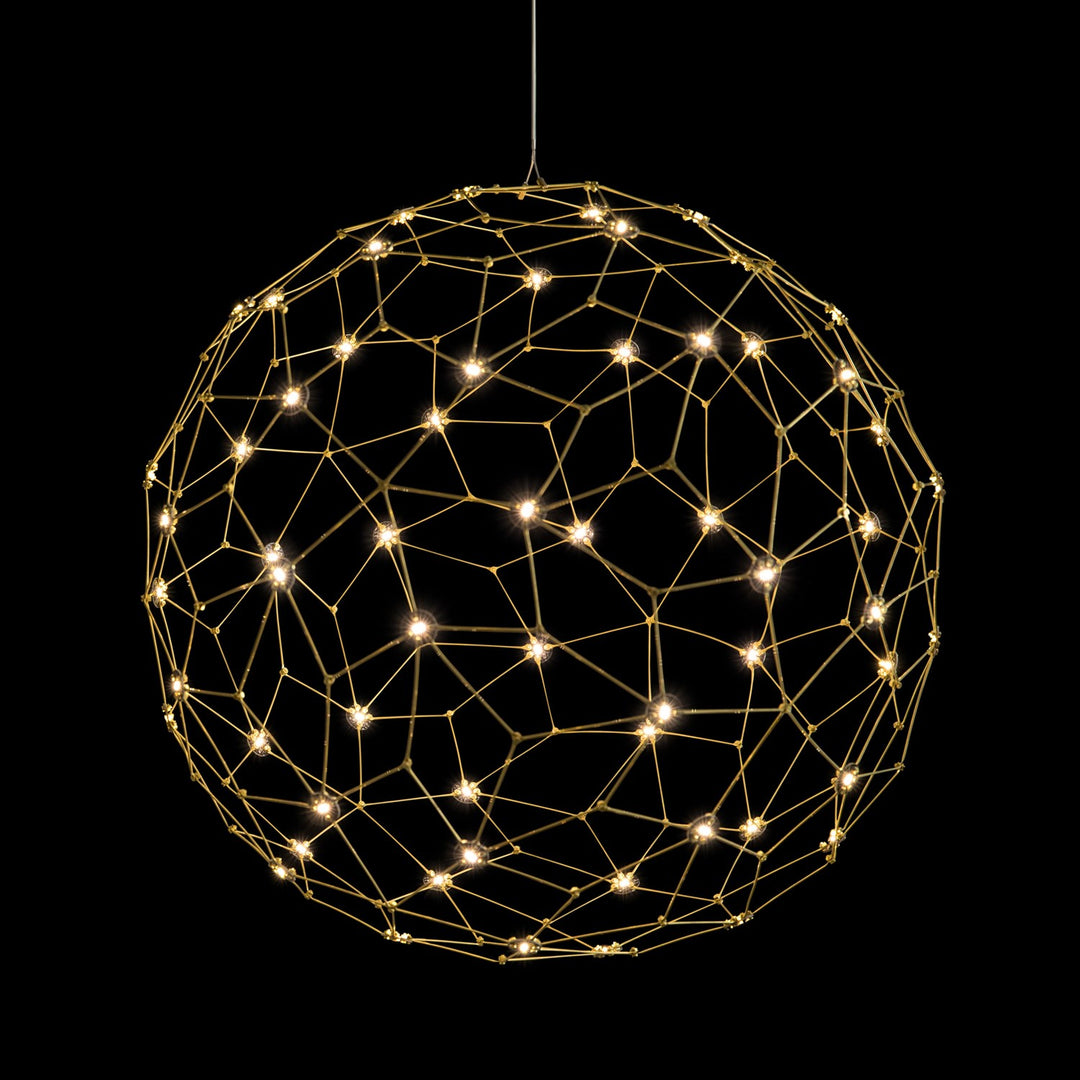 32" Led Globe Pendant In Natural Brass by Golden