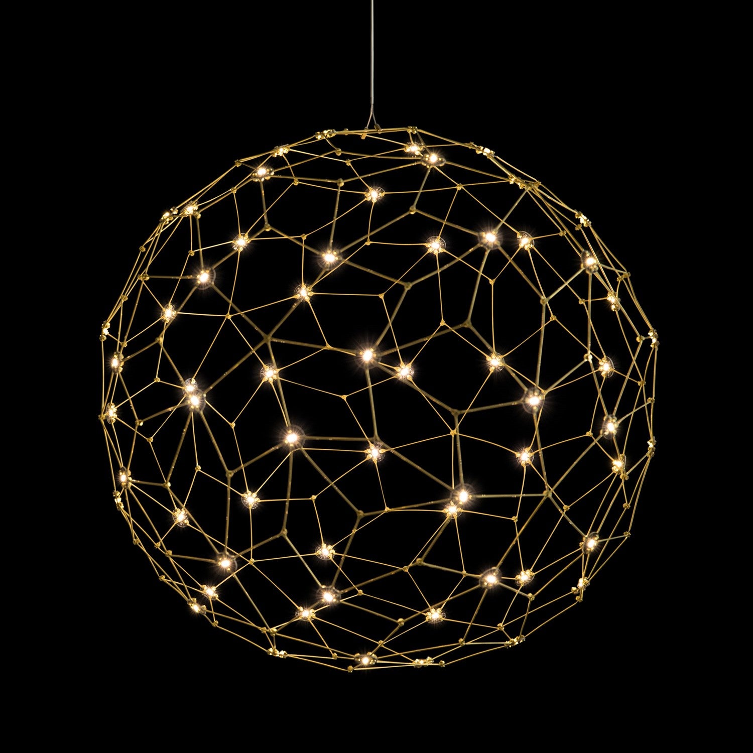 32" Led Globe Pendant In Natural Brass by Golden