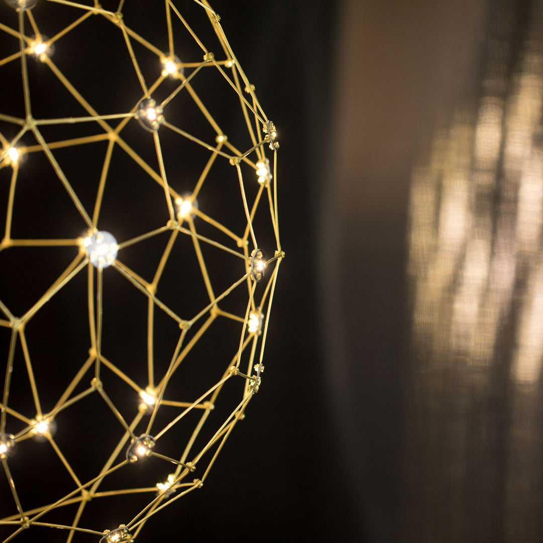 32" Led Globe Pendant In Natural Brass