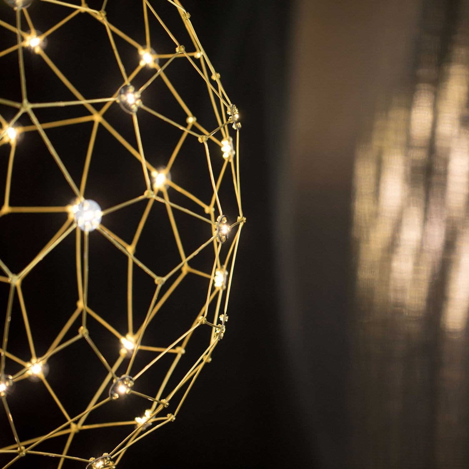 32" Led Globe Pendant In Natural Brass