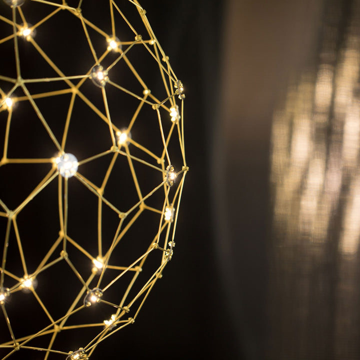 32" Led Globe Pendant In Natural Brass